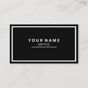 Modern Sleek Black Front White Letters and Back Business Card
