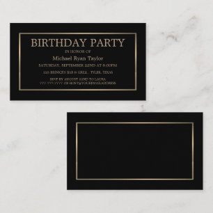 Modern & Sleek, Black/Gold Birthday Party Invite