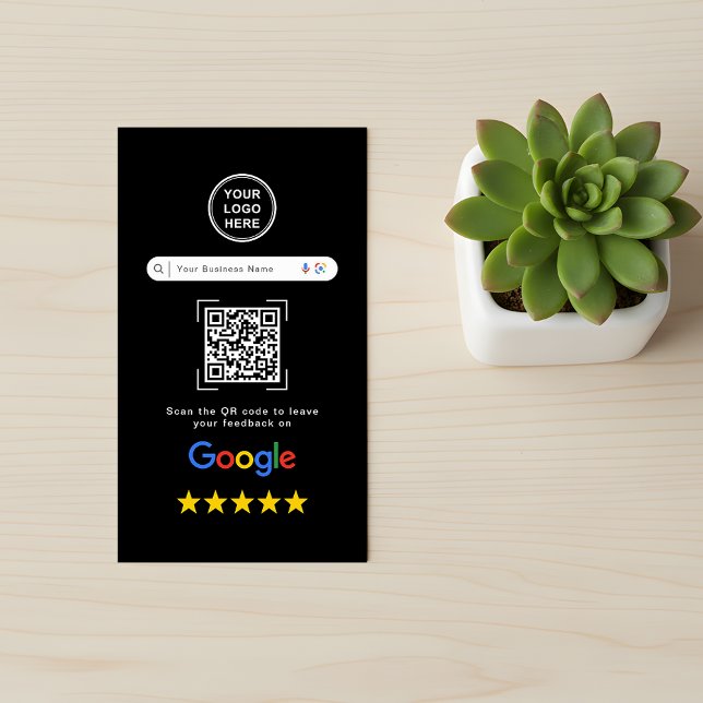 Modern Sleek Black Google Review QR Code Business Card (Creator Uploaded)