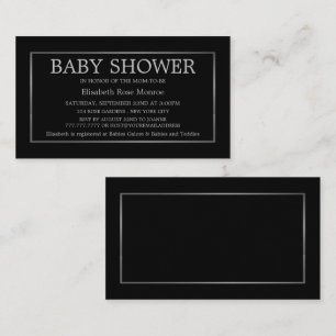 Modern & Sleek, Black & Silver Baby Shower Invite