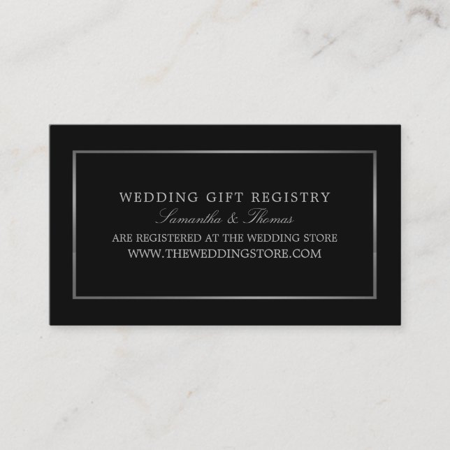 Modern & Sleek, Black & Silver, Gift Registry Enclosure Card (Front)