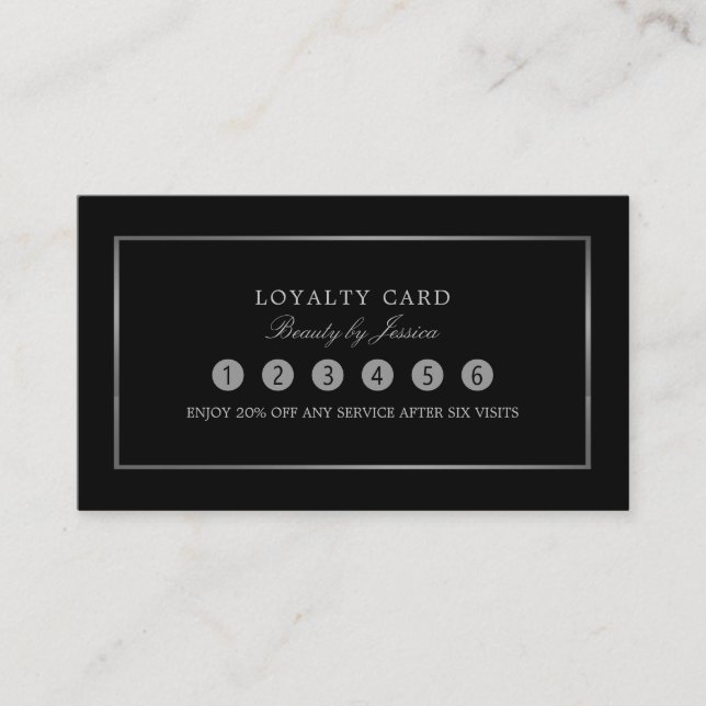 Modern & Sleek, Black & Silver, Loyalty Card (Front)