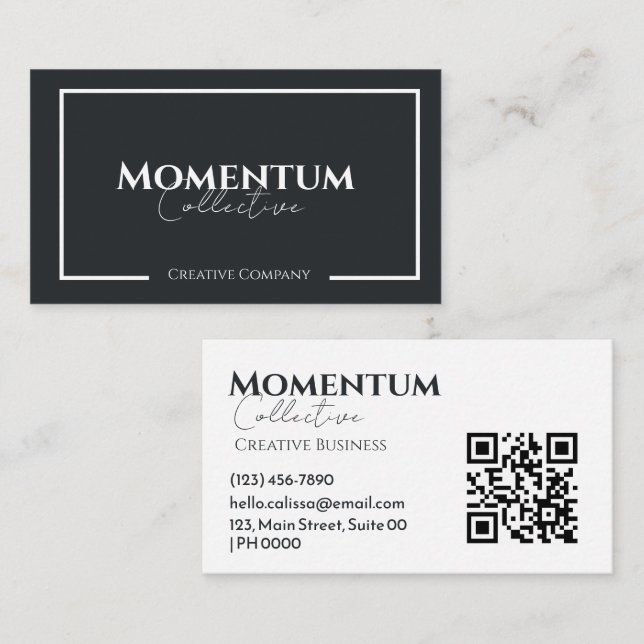 Modern Sleek Black White Typography Professional Business Card (Front/Back)