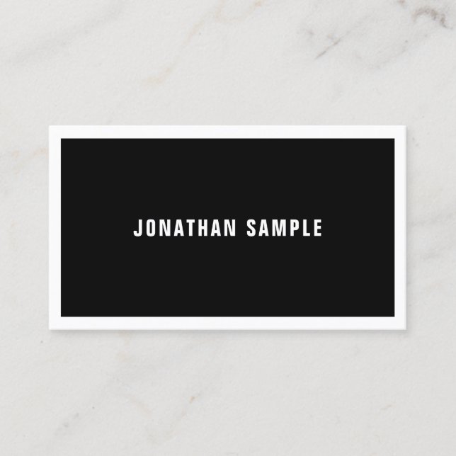 Modern Sleek Design Elegant Black White Luxury Business Card (Front)