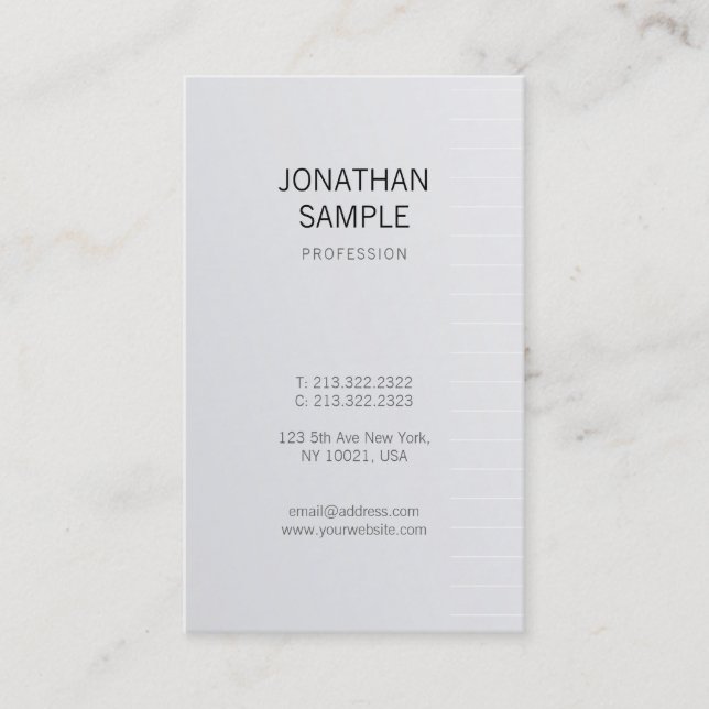 Modern Sleek Design Silver Glamour Trendy Luxury Business Card (Front)