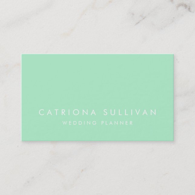 Modern Sleek Elegant Mint Green Business Card (Front)