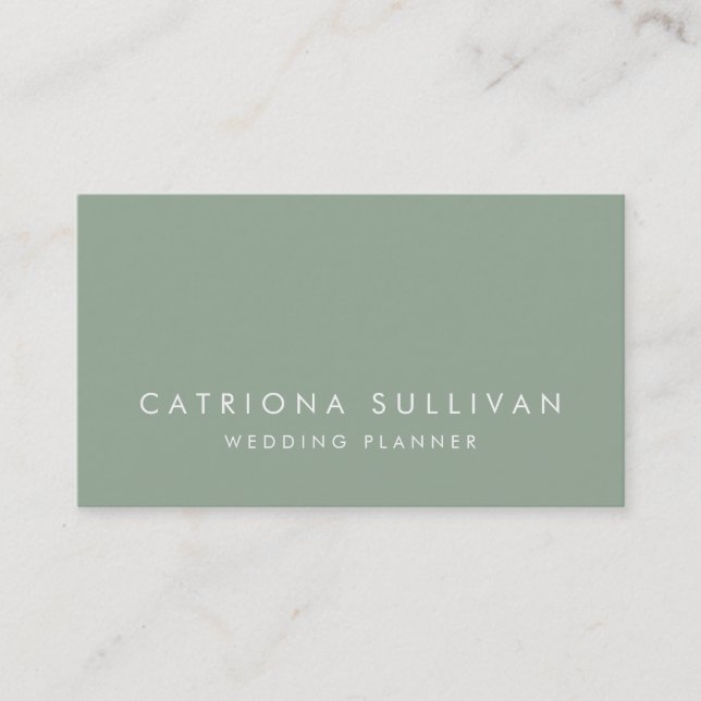 Modern Sleek Elegant Sage Green Business Card (Front)