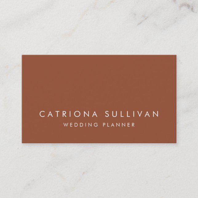 Modern Sleek Elegant Terracotta Business Card (Front)