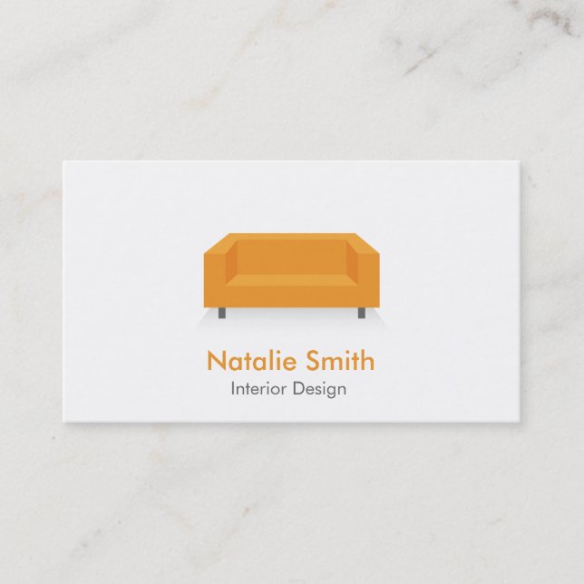 Modern Sleek Interior Design Orange Business Cards (Front)