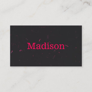 Modern Sleek Recycled Paper Effect Neon Pink Black Business Card
