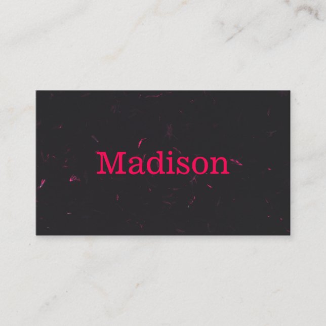 Modern Sleek Recycled Paper Effect Neon Pink Black Business Card (Front)