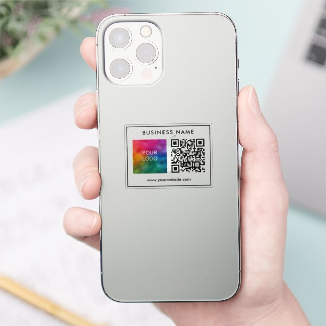 Modern Sleek Template QR Code Text Business Logo (Phone)