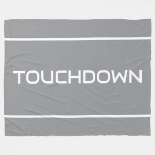 Modern Sleek TOUCHDOWN Text Stripes On Light Gray Fleece Blanket