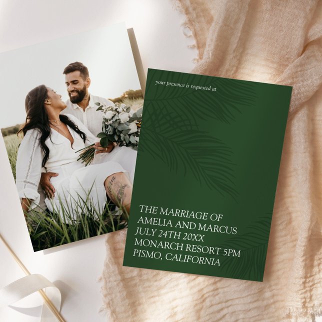 Modern & Sleek Tropical Palms Wedding Invitation (Creator Uploaded)