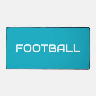 Modern Sleek White FOOTBALL Text On Azure Blue Desk Mat