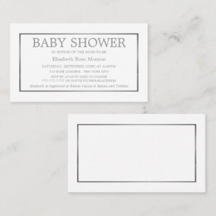 Modern & Sleek, White & Silver Baby Shower Invite