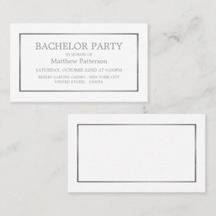 Modern & Sleek, White/Silver Bachelor Party Invite