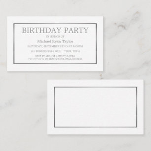 Modern & Sleek, White/Silver Birthday Party Ticket