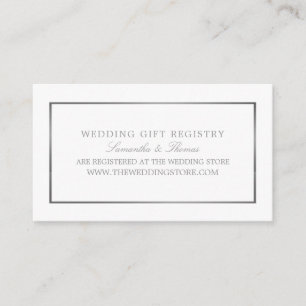 Modern & Sleek, White & Silver, Gift Registry Enclosure Card