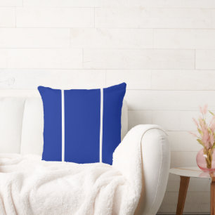 Modern Sleek White Stripes Royal Blue Background Cushion