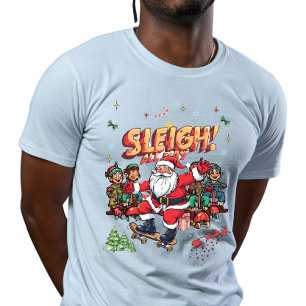 Modern Sleight All Day Christmas Santa and Crew  T-Shirt