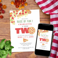 Modern Slice Of Fun 2nd Birthday Pizza Party Girl
