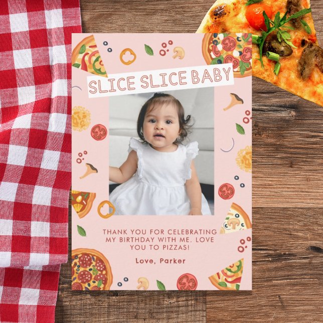Modern Slice Slice Baby Birthday Thank You Card (Creator Uploaded)