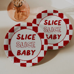 Modern Slice Slice Baby Italian Red Chequered Paper Plate