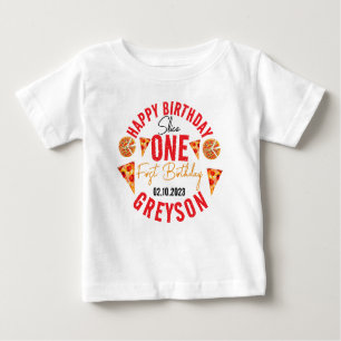 Modern Slice Slice Baby Pizza 1st Birthday Baby T-Shirt