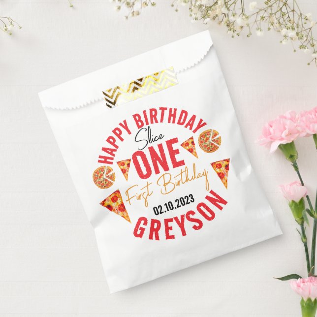 Modern Slice Slice Baby Pizza 1st Birthday Favour Bag (Sealed)