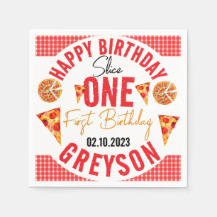 Modern Slice Slice Baby Pizza 1st Birthday Napkin
