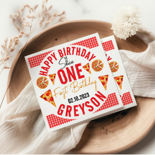 Modern Slice Slice Baby Pizza 1st Birthday Napkin