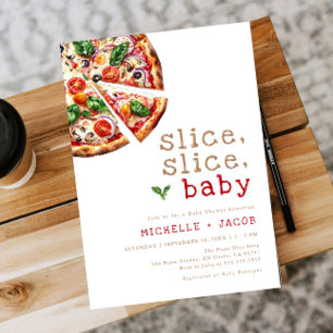 Modern Slice Slice Baby Pizza Baby Shower Invitation
