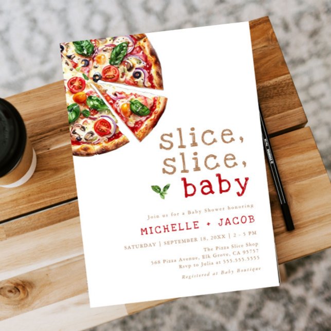 Modern Slice Slice Baby Pizza Baby Shower Invitation (Creator Uploaded)