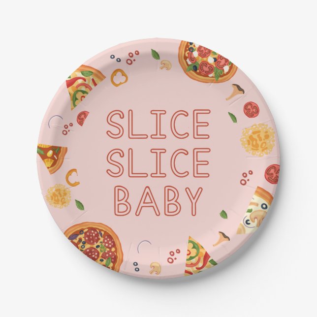 Modern Slice Slice Baby Pizza Party Paper Plate (Front)