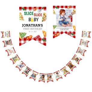 Modern Slice Slice Baby Pizza Photo Milestone Bunting