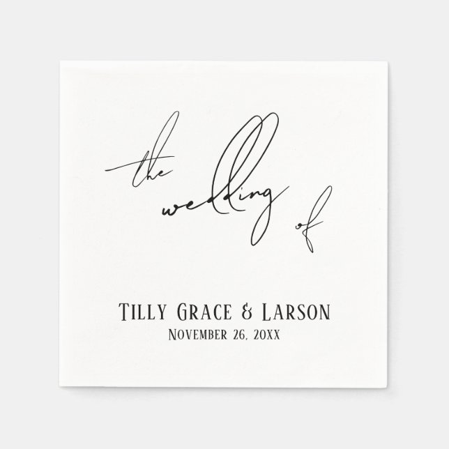 Modern Slim Handwriting Simple The Wedding of Napkin (Front)