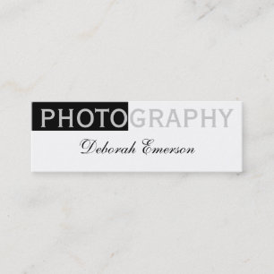 Modern Slim White Black Script Business Card