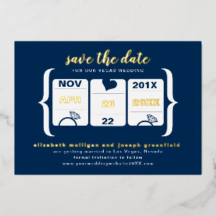 Modern Slot Machine Wedding Save the Date Foil Inv