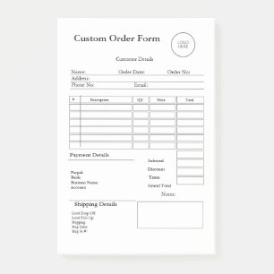 Modern Small Business custom order Sales Receipt Post-it Notes