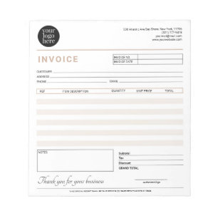 Modern Small Business Invoice Sales Receipt Beige Notepad