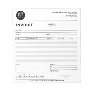 Modern Small Business Invoice Sales Receipt Grey Notepad