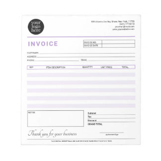 Modern Small Business Invoice Sales Receipt Purple Notepad