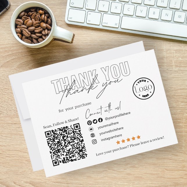 Modern Small Business QR Code | Logo Thank You (Creator Uploaded)