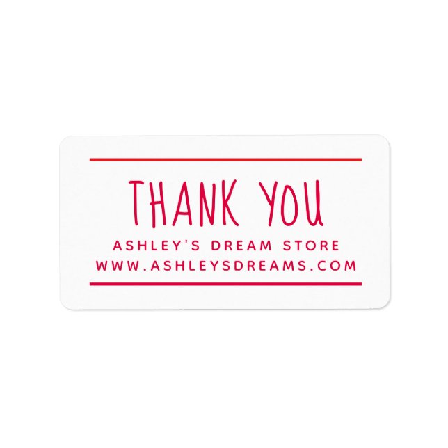 Modern Small Business Red Thank You Sticker (Front)