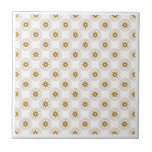 Modern Small Gold Star Medallion Pattern Ceramic Tile<br><div class="desc">Modern design featuring small gold starburst medallions on a white background. Simple, clean modern seamless design. Create your own custom pattern by uploading a new image, or use the "message" button to contact the designer for help. To create your own patterned design: 1. Select personalise this template. 2. Replace image...</div>
