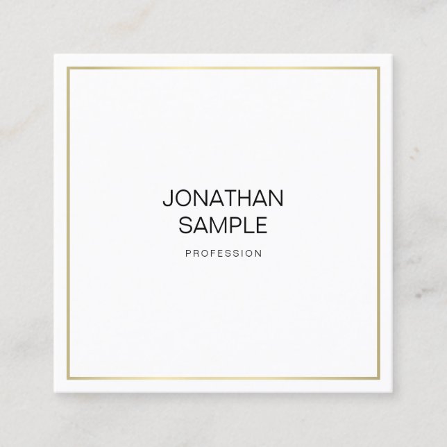 Modern Smart Design Professional Elegant Gold Look Square Business Card (Front)