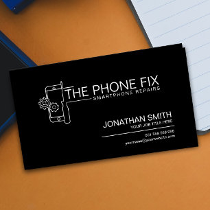 Modern Smartphone Repair Black and white Business Card