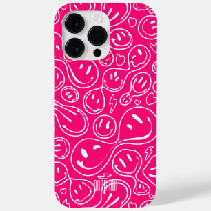 Modern Smiling Face Smile Pattern Pink Stylish Case-Mate iPhone 14 Pro Max Case