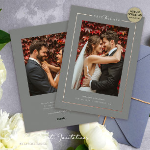 Modern Smoke Elegant Photo Wedding Save the Date